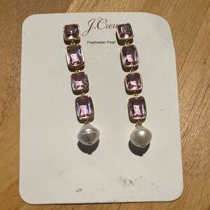 J. Crew Lavender and Gold Pearl Drop Earrings